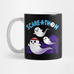 Funny Cute Spooky Ghost Running Halloween Marathon Cartoon Mug